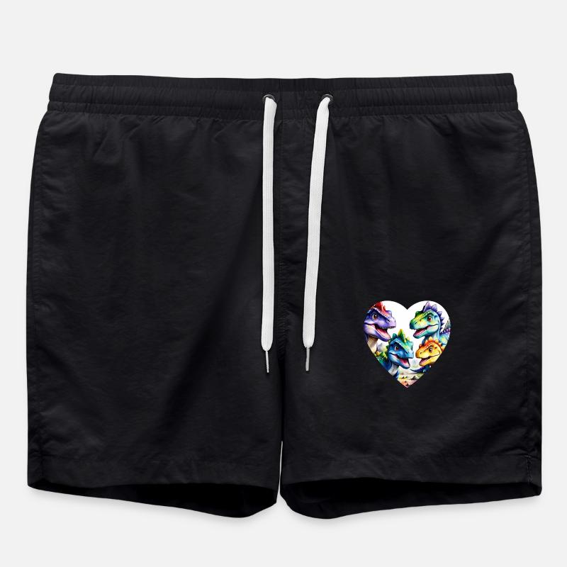 Dinosaurier Bunt - Badeshorts - Schwarz