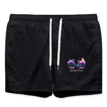 "Cycle Your Dreams" Cloud Fahrraddesign mit Mond - Badeshorts - Schwarz - Vorne - AI Model Male 185 light (185cm)