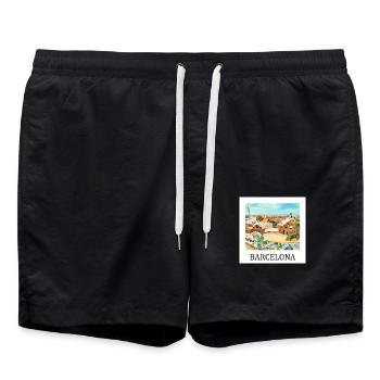 Parc Güell de Barcelone - Short de bain - noir - Devant - AI Model Male 185 light (185cm)