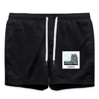 Lisbon Belém Tower - Swim Trunks - black - Front - AI Model Male 185 light (185cm)