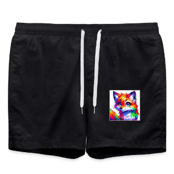 Bunter Fuchs - Badeshorts - Schwarz - Vorne - AI Model Male 185 light (185cm)