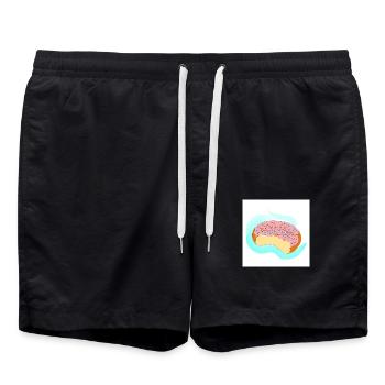 Rosa Zuckerguss-Donut - Badeshorts - Schwarz - Vorne - AI Model Male 185 light (185cm)