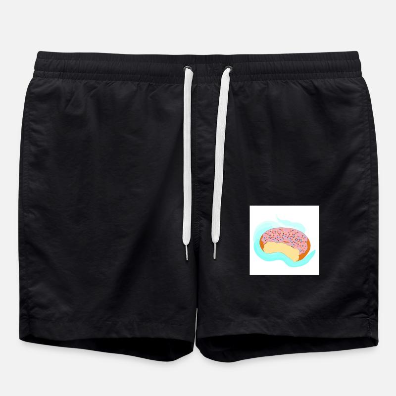 Pink Icing Donut - Swim Trunks - black