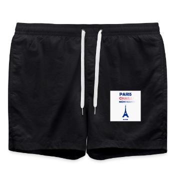 Paris, Frankreich - Badeshorts - Schwarz - Vorne - AI Model Male 185 light (185cm)