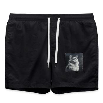 Animaux Noirs - Chat Antique - Short de bain - noir - Devant - AI Model Male 185 light (185cm)