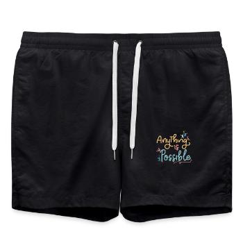 "Anything Is Possible" Motivational Design - Swim Trunks - black - Front - AI Model Male 185 light (185cm)