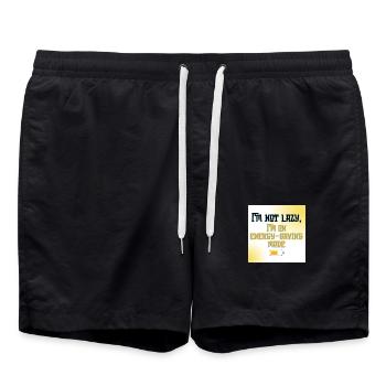 I’m Not Lazy, I’m on Energy-Saving Mode - Funny Qu - Swim Trunks - black - Front - AI Model Male 185 light (185cm)