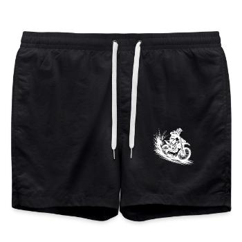 Energetic Motocross Illustration Drawing - Swim Trunks - black - Front - AI Model Male 185 light (185cm)