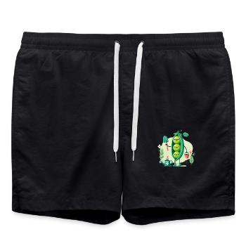 polka dots - Swim Trunks - black - Front - AI Model Male 185 light (185cm)