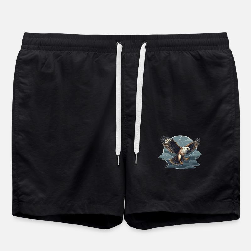 Goshawk and storm clouds - Swim Trunks - black