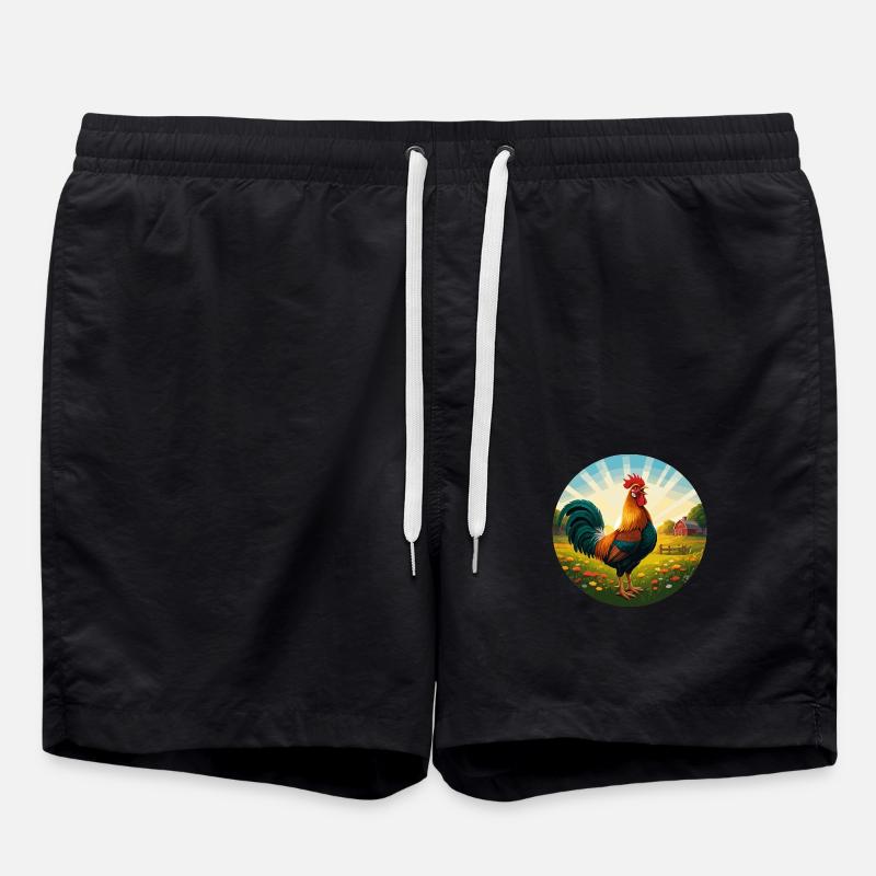 Rooster at sunrise - Swim Trunks - black