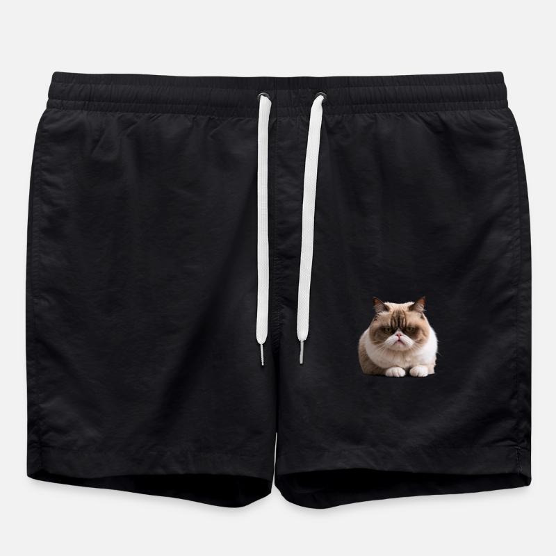Grumpy Monday Cat, , Monday Grouch - Swim Trunks - black