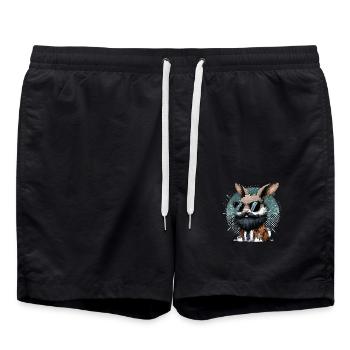 Hase mit Bart und Sonnenbrille - Badeshorts - Schwarz - Vorne - AI Model Male 185 light (185cm)