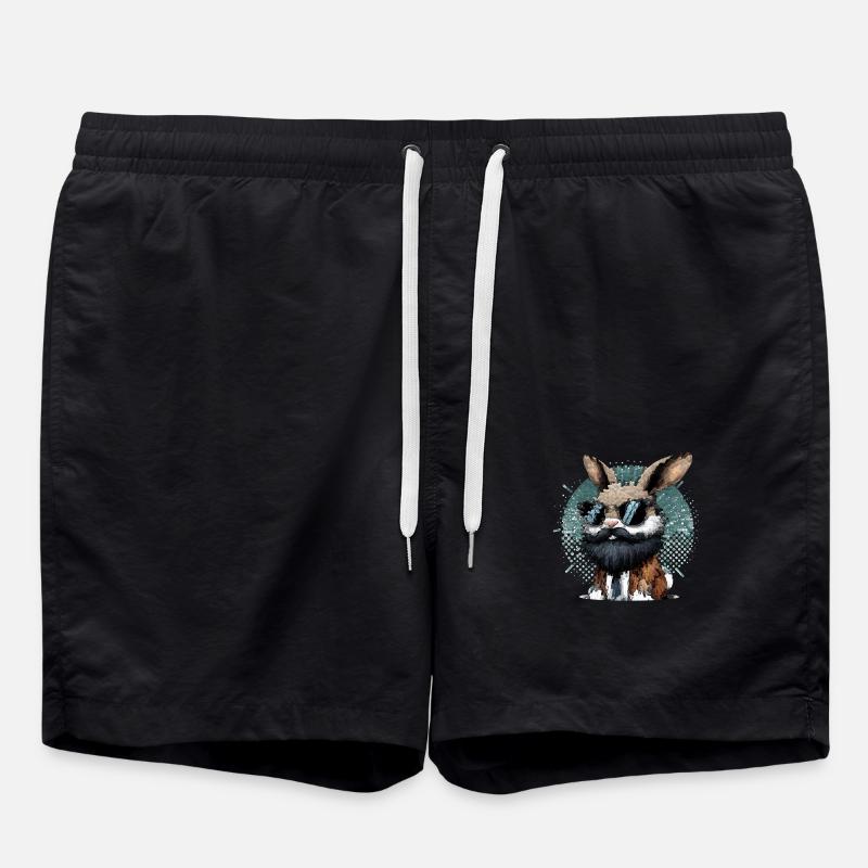 Rabbit with beard and sunglasses - Swim Trunks - black