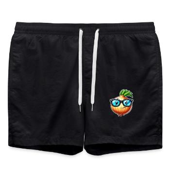 Oignon frais – design végétal élégant - Short de bain - noir - Devant - AI Model Male 185 light (185cm)
