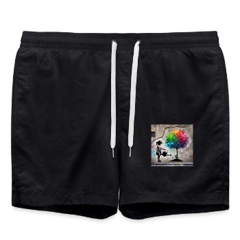 Kein Banksy - Wachstum im Beton - Badeshorts - Schwarz - Vorne - AI Model Male 185 light (185cm)