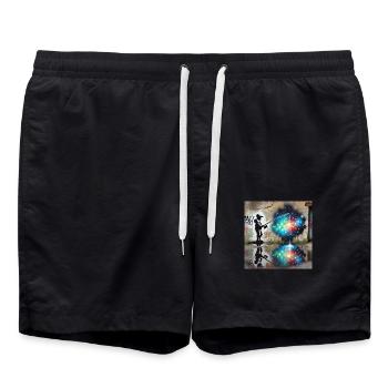 Kein Banksy - Fischen nach Sternen - Badeshorts - Schwarz - Vorne - AI Model Male 185 light (185cm)