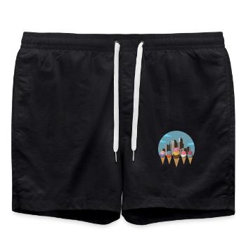 Ville de la crème glacée - Short de bain - noir - Devant - AI Model Male 185 light (185cm)