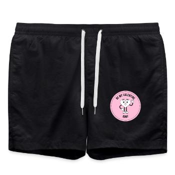BE MY VALENTINE IDIOT : Salutation amusante pour la Saint-Valentin - Short de bain - noir - Devant - AI Model Male 185 light (185cm)