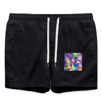 Ein Abstrakte buntes Fleckenbild - Badeshorts - Schwarz - Vorne - AI Model Male 185 light (185cm)