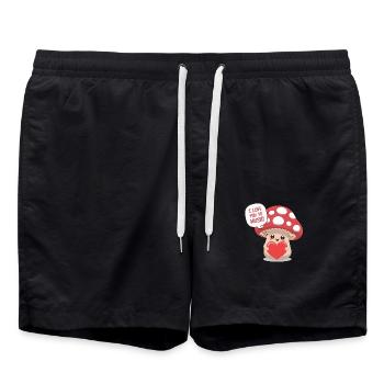 Je t’aime tellement Mush - Jeu de mots sur l’amour des champignons mignons - Short de bain - noir - Devant - AI Model Male 185 light (185cm)