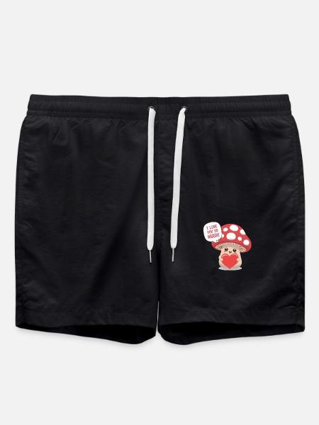 I Love You So Mush - Cute Mushroom Love Pun - Swim Trunks - black