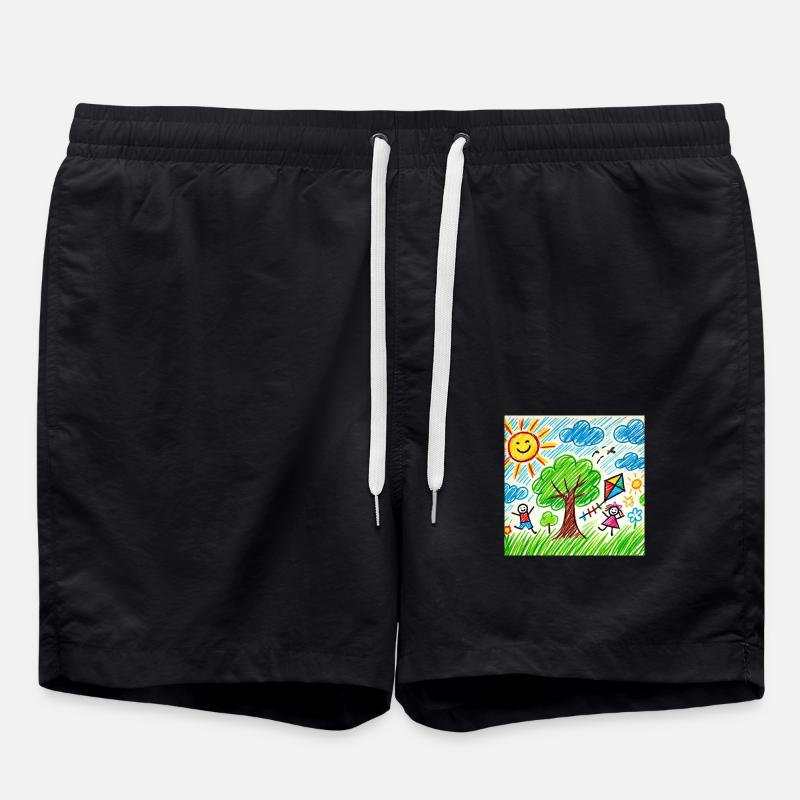 Sommer-T-Shirt - Badeshorts - Schwarz