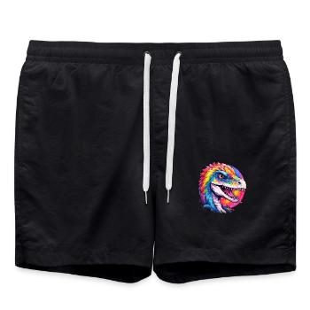 Dino arc-en-ciel - Short de bain - noir - Devant - AI Model Male 185 light (185cm)