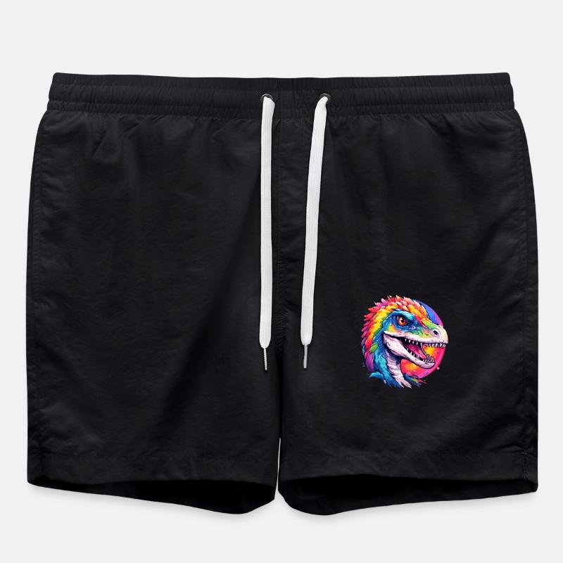 Rainbow Dino - Swim Trunks - black