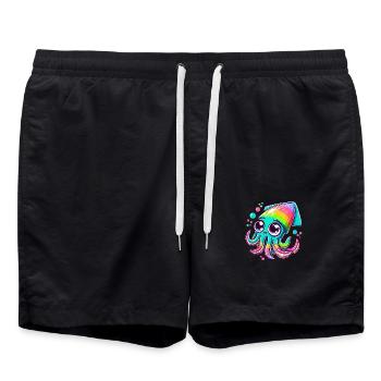 Bunter Tintenfisch mit großen Augen für Kinder - Badeshorts - Schwarz - Vorne - AI Model Male 185 light (185cm)