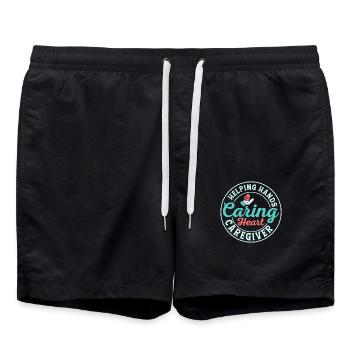 Helping Hands Caring Heart Caregiver Caregiving Ca - Swim Trunks - black - Front - AI Model Male 185 light (185cm)