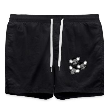 3 Mäuse Wand Loch Mauseloch Drei Freunde Team Crew - Badeshorts - Schwarz - Vorne - AI Model Male 185 light (185cm)