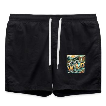 Bleib wild - Badeshorts - Schwarz - Vorne - AI Model Male 185 light (185cm)