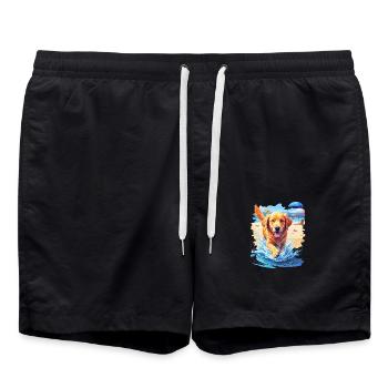 Chien sur la plage - Short de bain - noir - Devant - AI Model Male 185 light (185cm)
