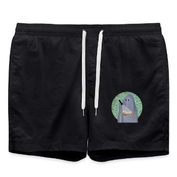 lesender Geist vor Tarnhintergrund - Badeshorts - Schwarz - Vorne - AI Model Male 185 light (185cm)