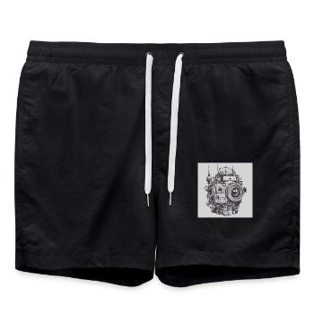 Berlin Planet - Badeshorts - Schwarz - Vorne - AI Model Male 185 light (185cm)