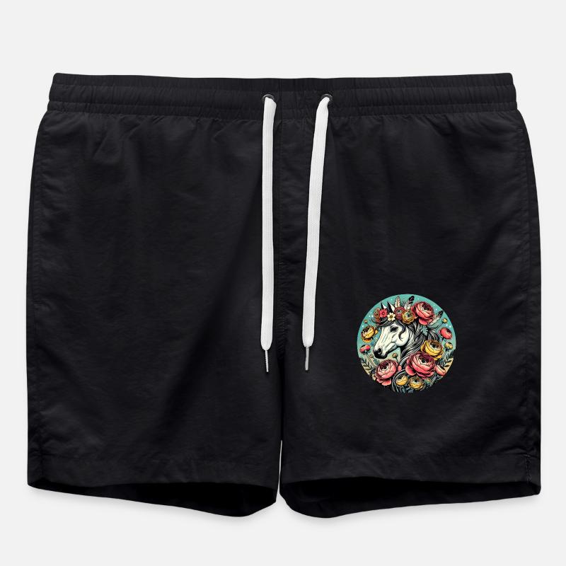 Cheval Floral - Short de bain - noir