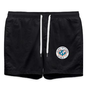 Be Kind World Heartfelt Compassion & Unity - Swim Trunks - black - Front - AI Model Male 185 light (185cm)