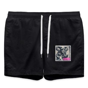 Elefant mit Anzug und Gitarre - Badeshorts - Schwarz - Vorne - AI Model Male 185 light (185cm)