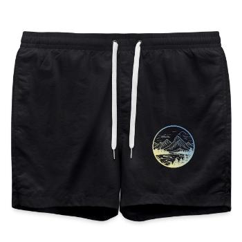 Mountains Landscape - Swim Trunks - black - Front - AI Model Male 185 light (185cm)