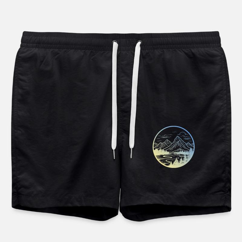 Mountains Landscape - Swim Trunks - black