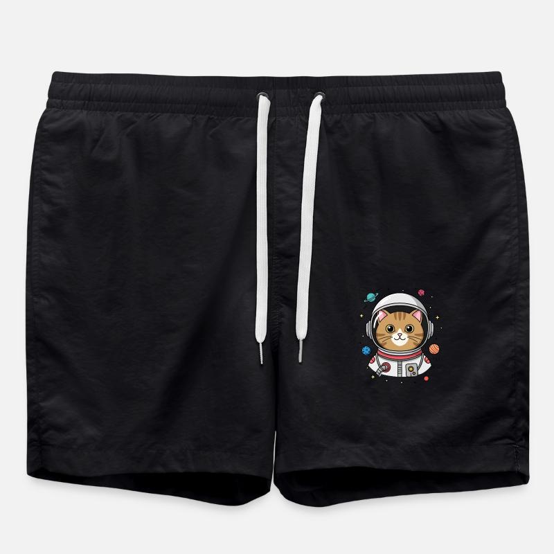 Astronaut Katze - Badeshorts - Schwarz