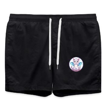 Alpakadrache - Badeshorts - Schwarz - Vorne - AI Model Male 185 light (185cm)