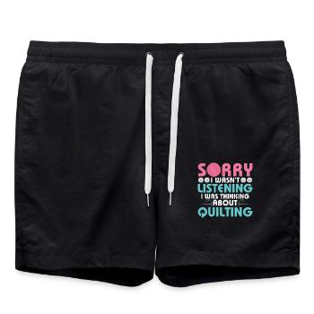 I Was Thinking About Quilting Quilting Quilter - Swim Trunks - black - Front - AI Model Male 185 light (185cm)