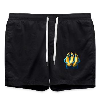 3 blaue Männer im Bananenkostüm - Badeshorts - Schwarz - Vorne - AI Model Male 185 light (185cm)