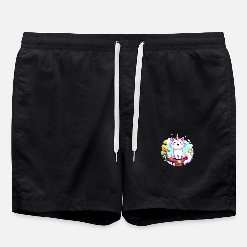Einhornkatze - Badeshorts - Schwarz