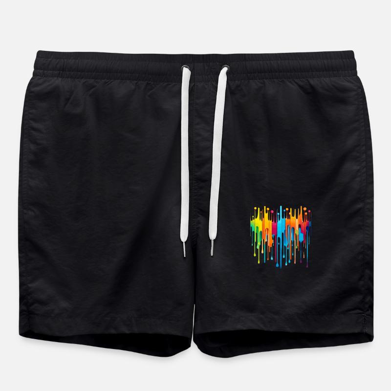 Regenbogen - Badeshorts - Schwarz