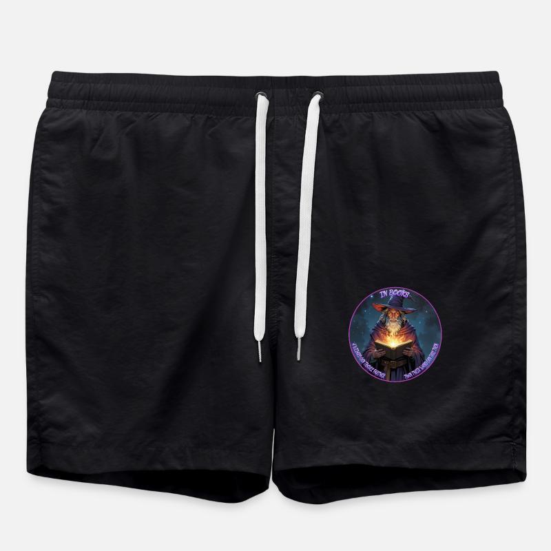 Wizard reads book - Swim Trunks - black