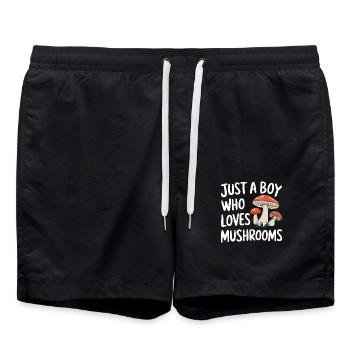 Mushroom Mushrooms Funghi Mushroom - Swim Trunks - black - Front - AI Model Male 185 light (185cm)
