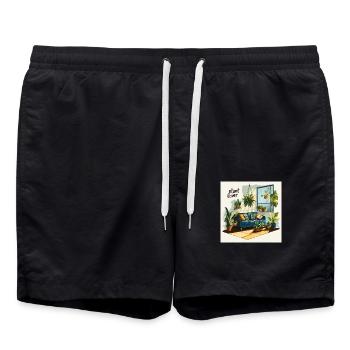 Plant lover living room - Badeshorts - Schwarz - Vorne - AI Model Male 185 light (185cm)